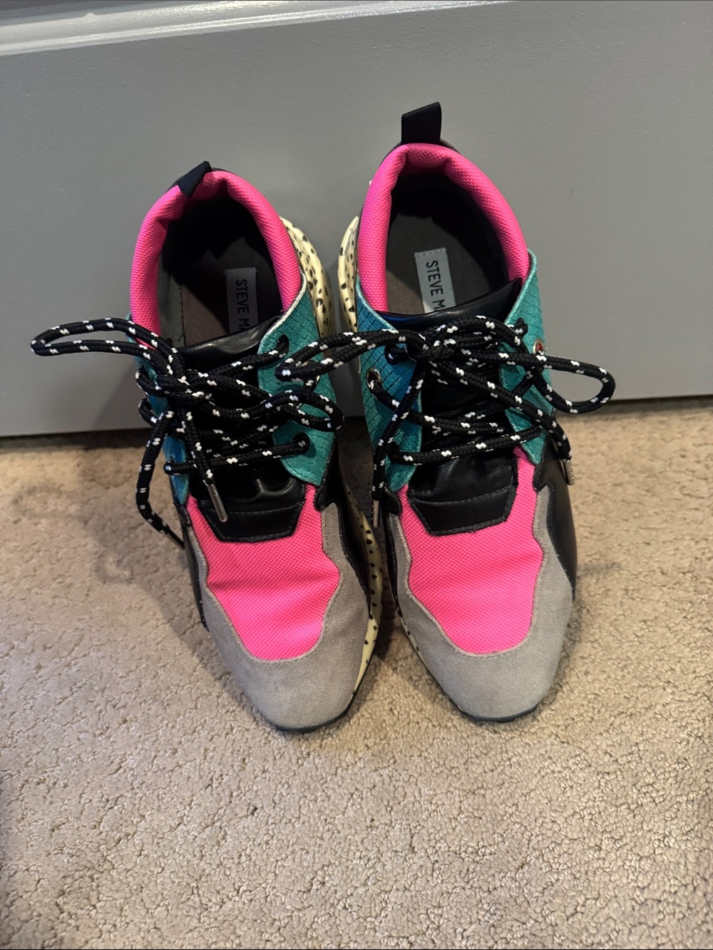 Steve Madden Pink, Teal & Gray Women’s Chunky Athletic Sneakers